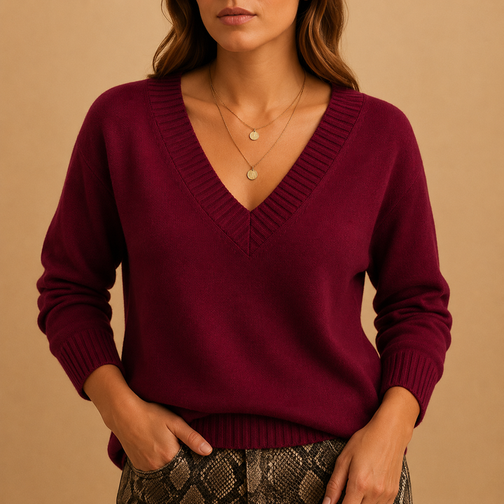 Mackenzie ribbed V neck sweater – image 10