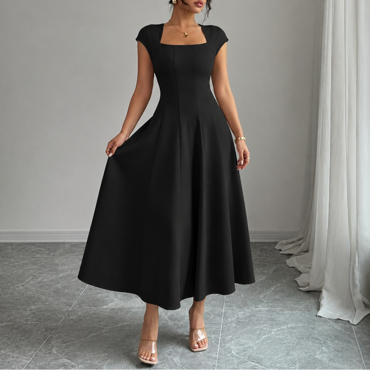 Evangeline square neck satin midi dress – image 13