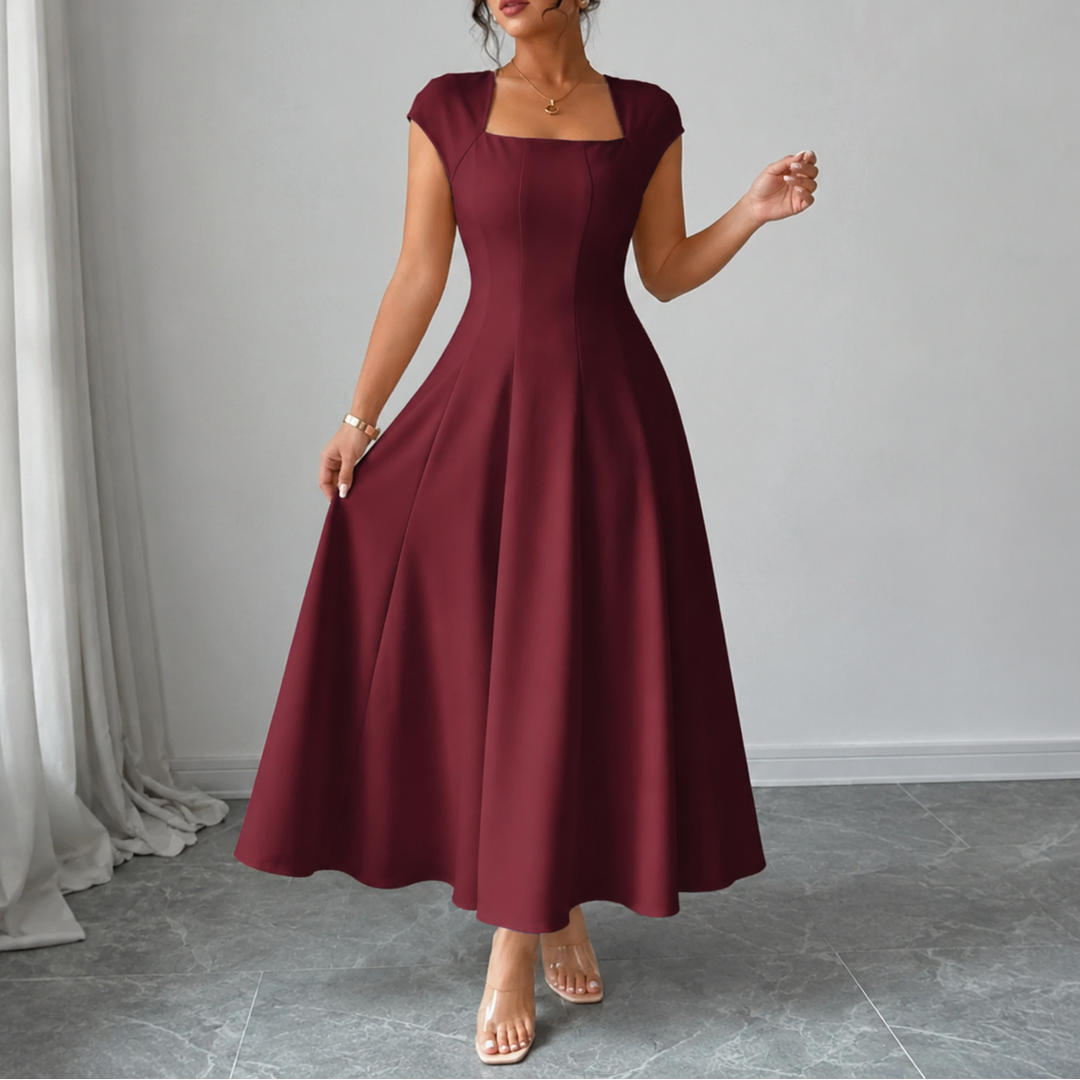 Evangeline square neck satin midi dress – image 14