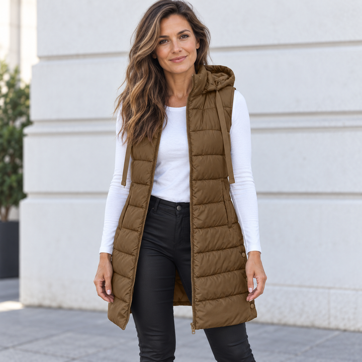 Dakota hooded quilted long vest – image 3