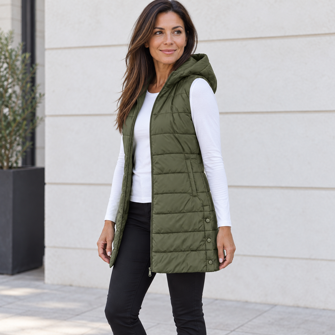 Dakota hooded quilted long vest – image 5