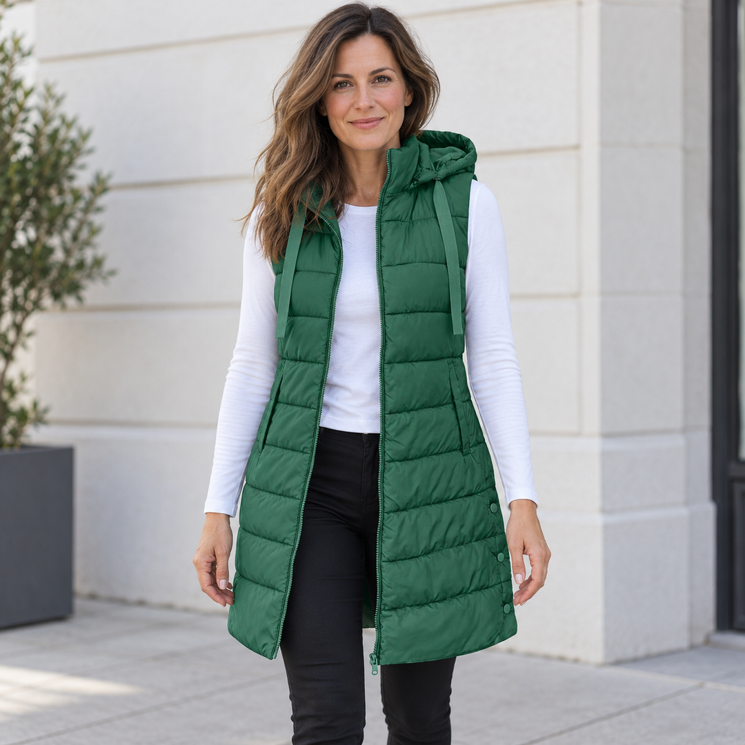 Dakota hooded quilted long vest – image 7