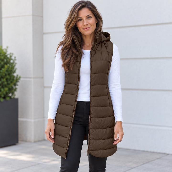 Dakota hooded quilted long vest – image 9