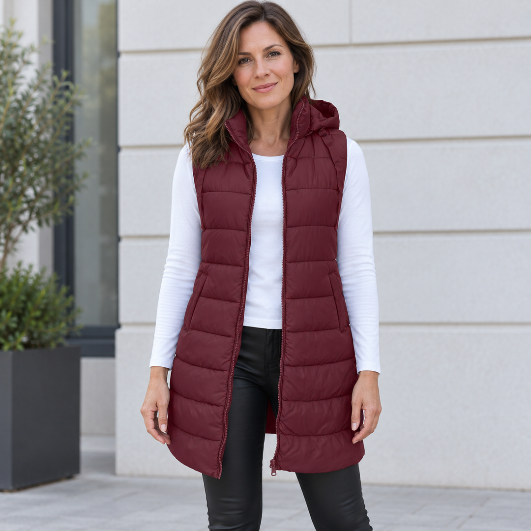 Dakota hooded quilted long vest – image 10