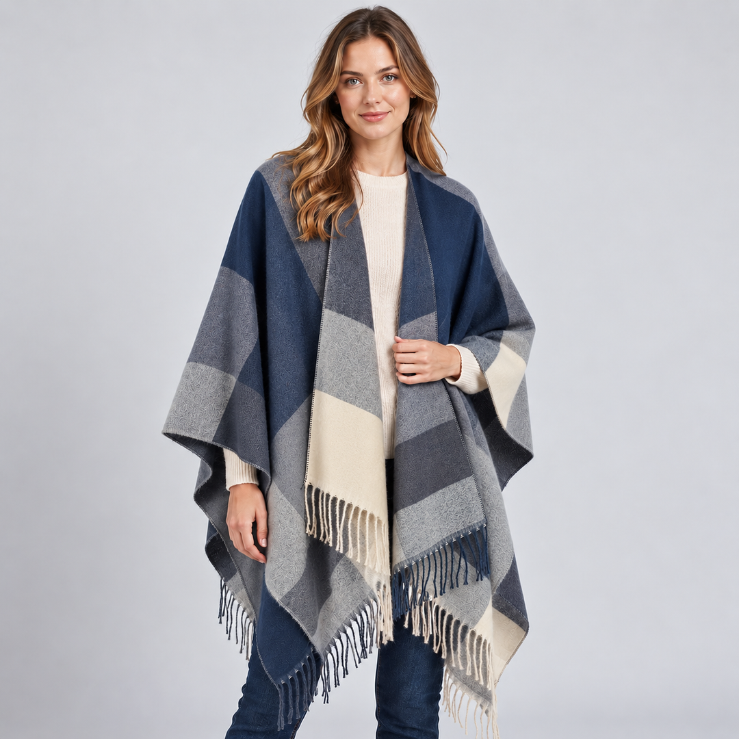 Beatrix color block blanket poncho – image 6