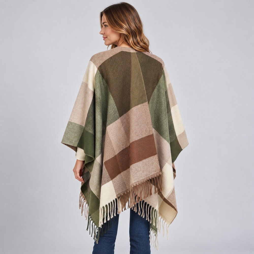 Beatrix color block blanket poncho – image 2