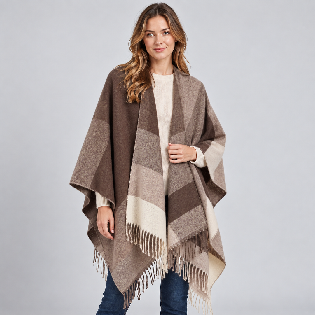 Beatrix color block blanket poncho – image 7