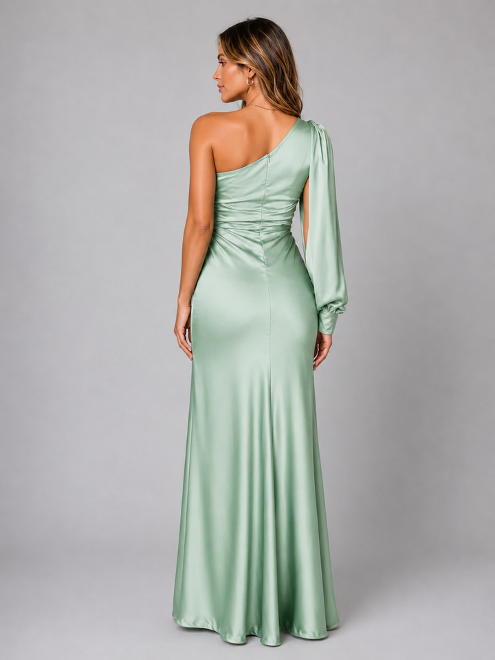 Paige one shoulder satin draped maxi dress – image 21