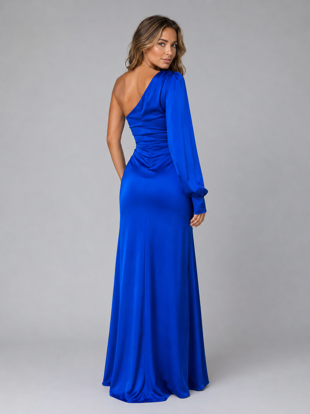 Paige one shoulder satin draped maxi dress – image 30