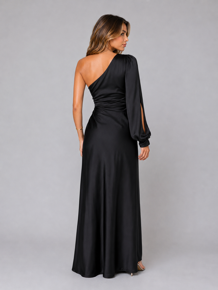 Paige one shoulder satin draped maxi dress – image 39