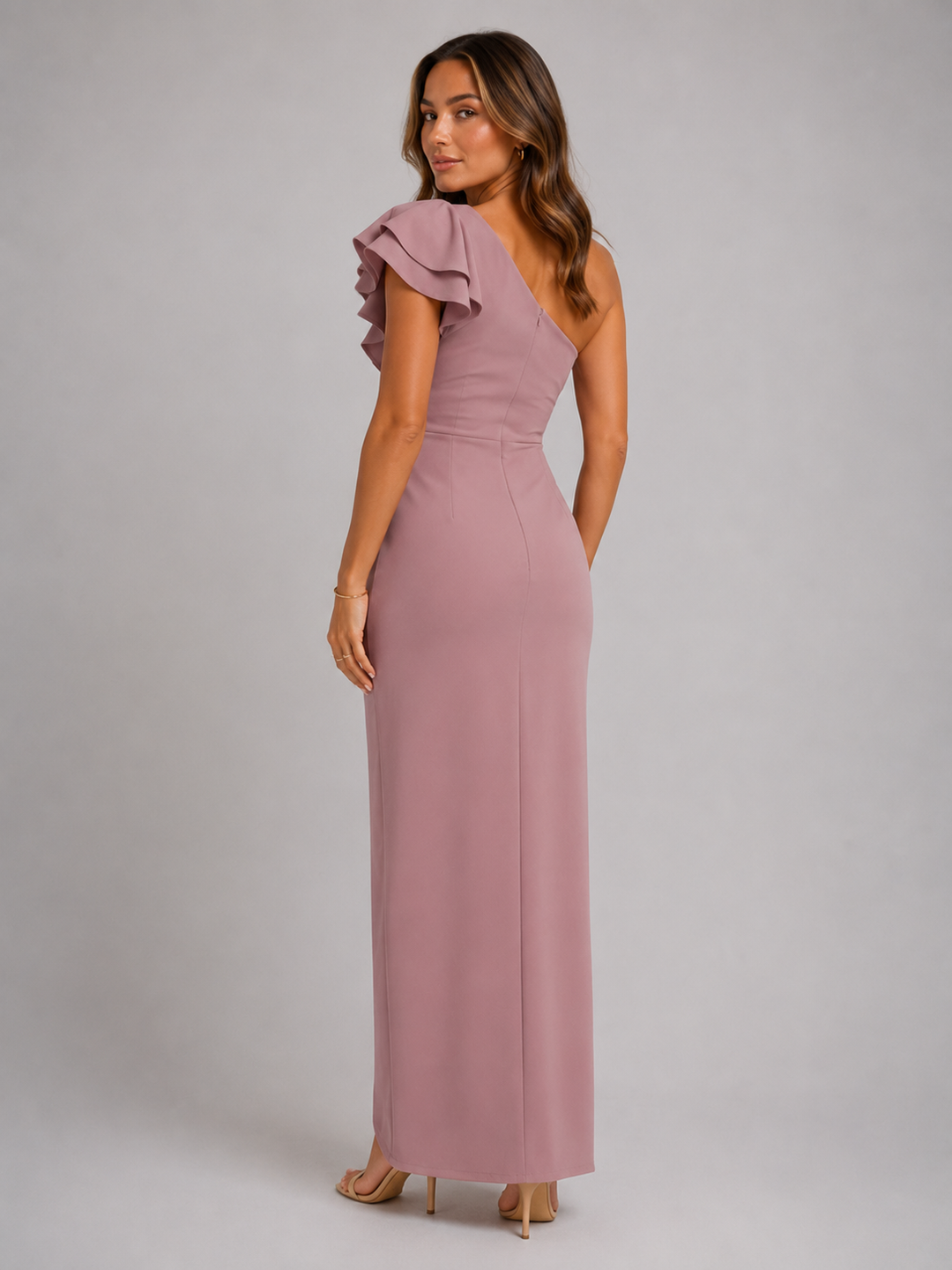 Celeste one shoulder ruffle evening dress – image 12