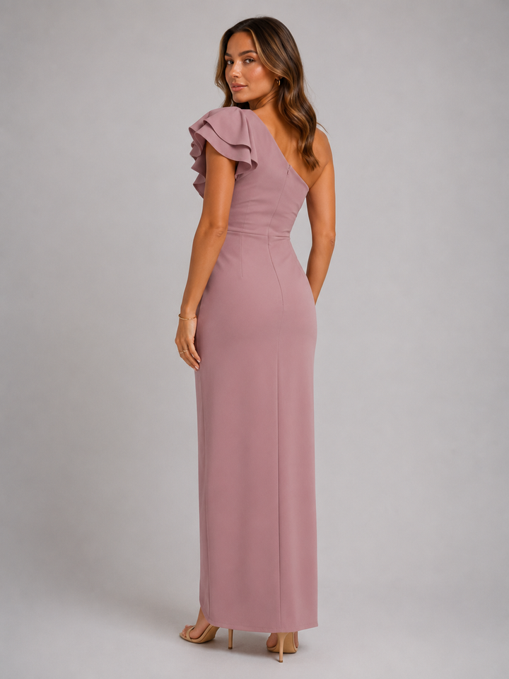 Celeste one shoulder ruffle evening dress – image 12