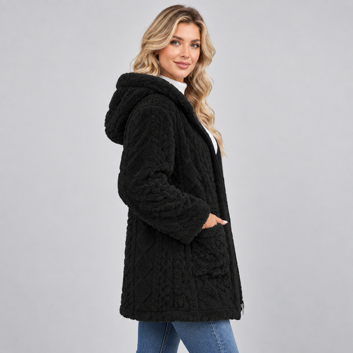 Ambrosine hooded cable texture teddy borg jacket – image 3