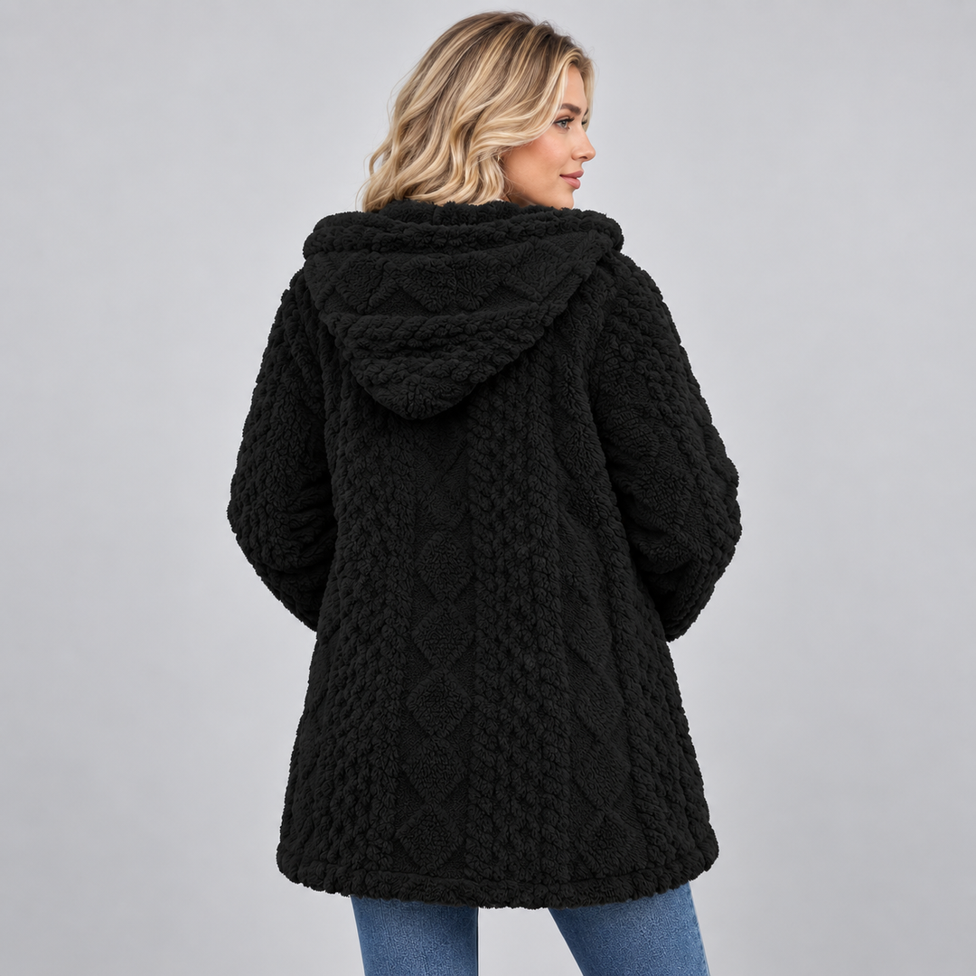 Ambrosine hooded cable texture teddy borg jacket – image 2