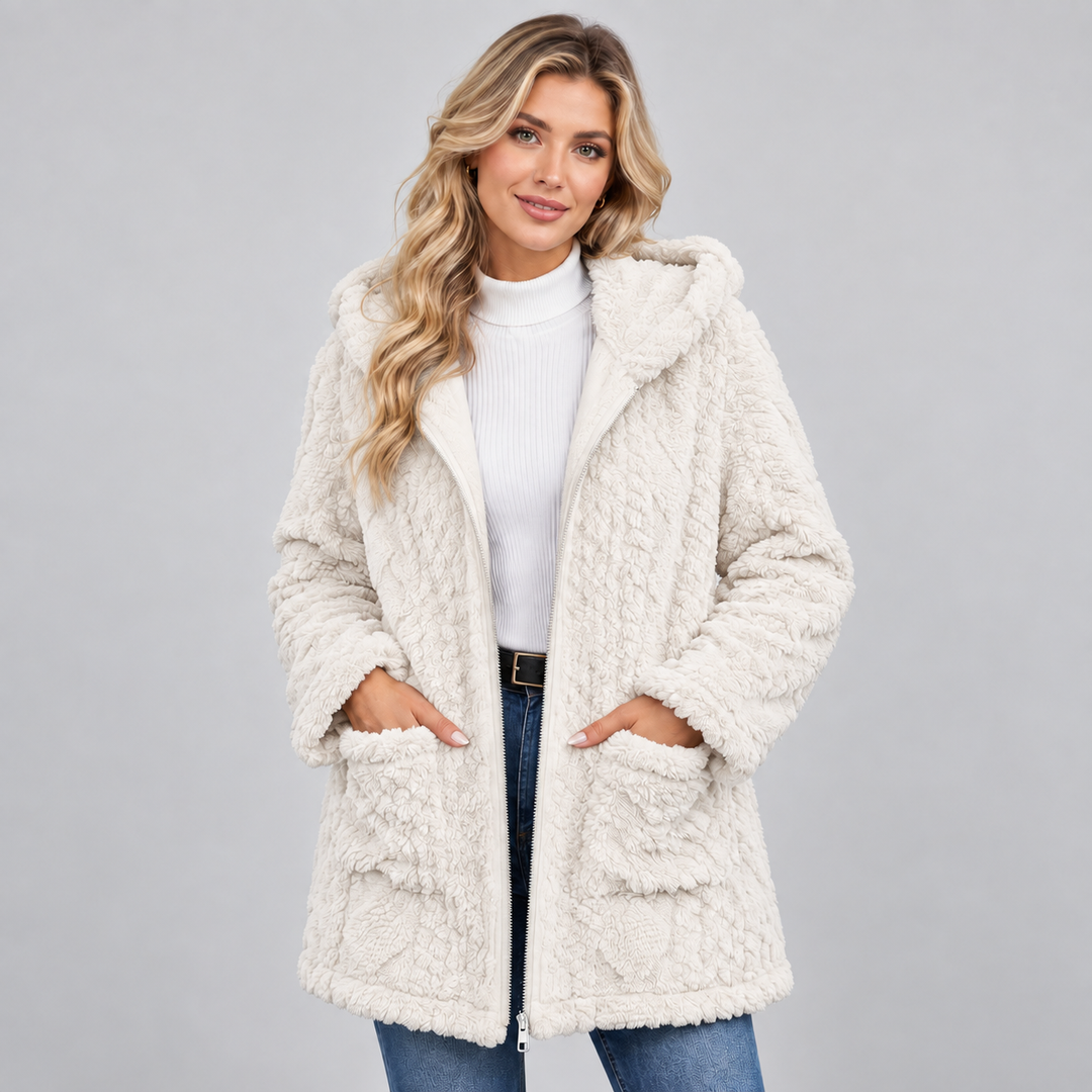 Ambrosine hooded cable texture teddy borg jacket – image 4