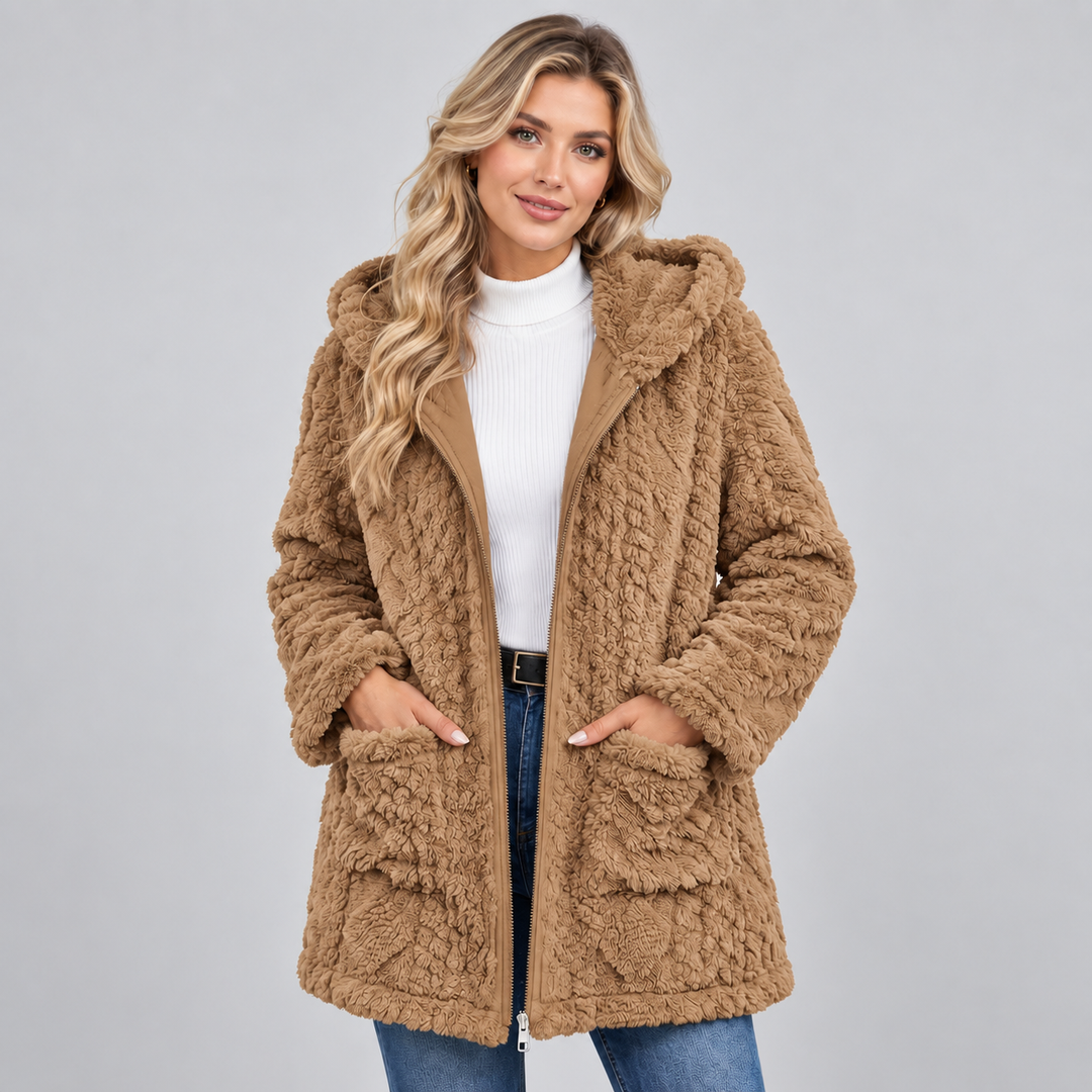 Ambrosine hooded cable texture teddy borg jacket – image 5