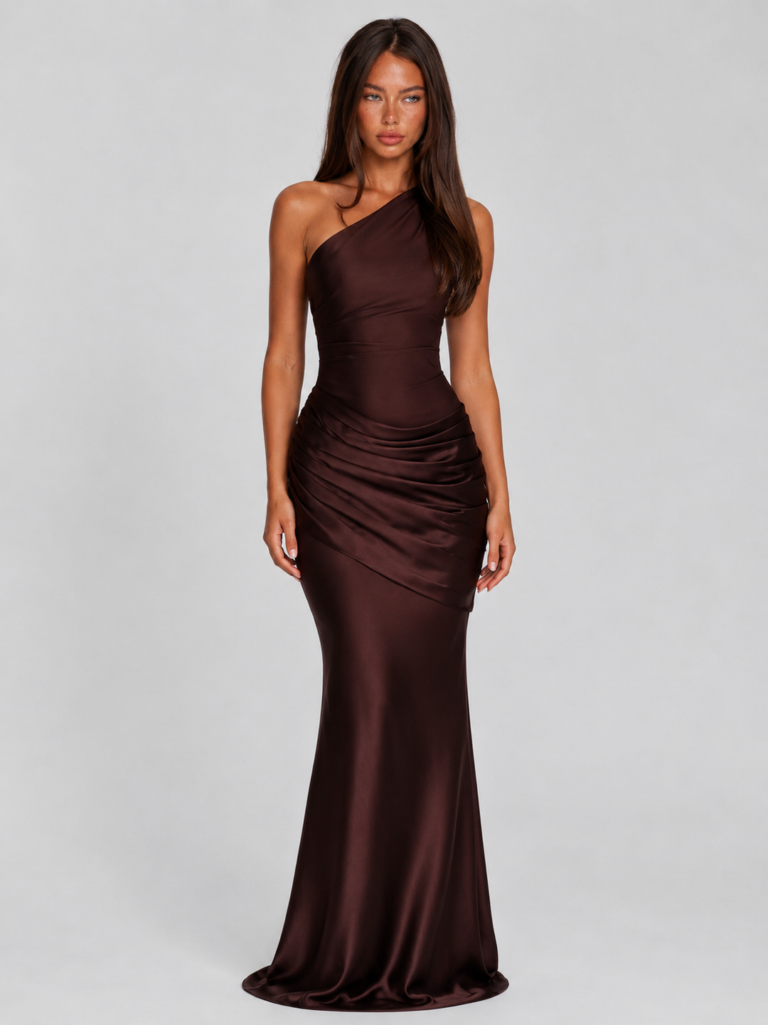 Valerie one shoulder satin maxi dress – image 5