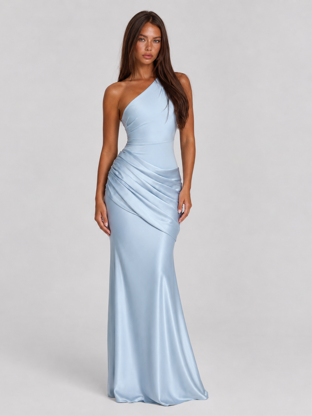 Valerie one shoulder satin maxi dress – image 8