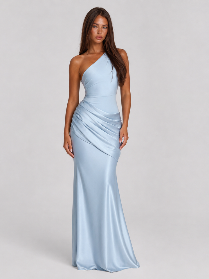 Valerie one shoulder satin maxi dress – image 8