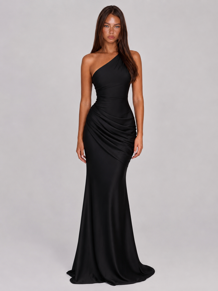 Valerie one shoulder satin maxi dress – image 17