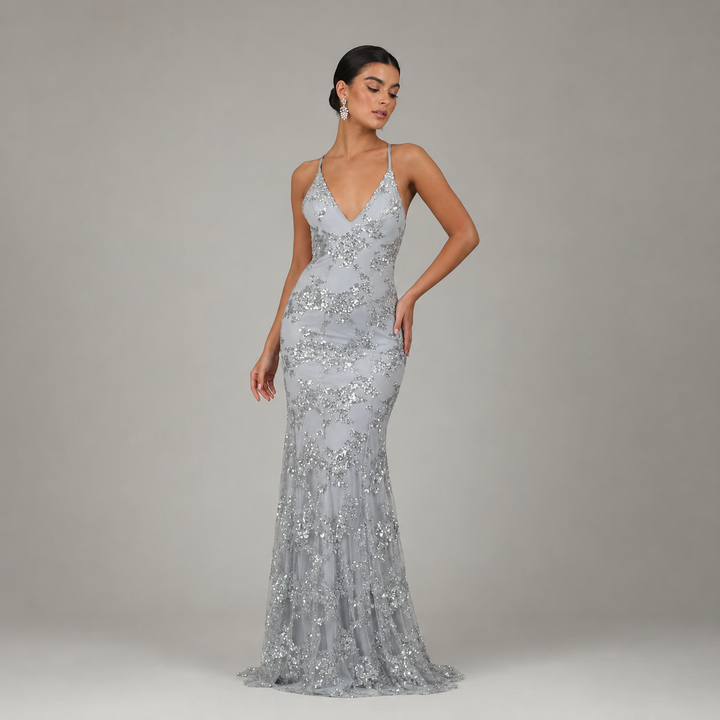 Giada sequin backless evening maxi dress – image 3