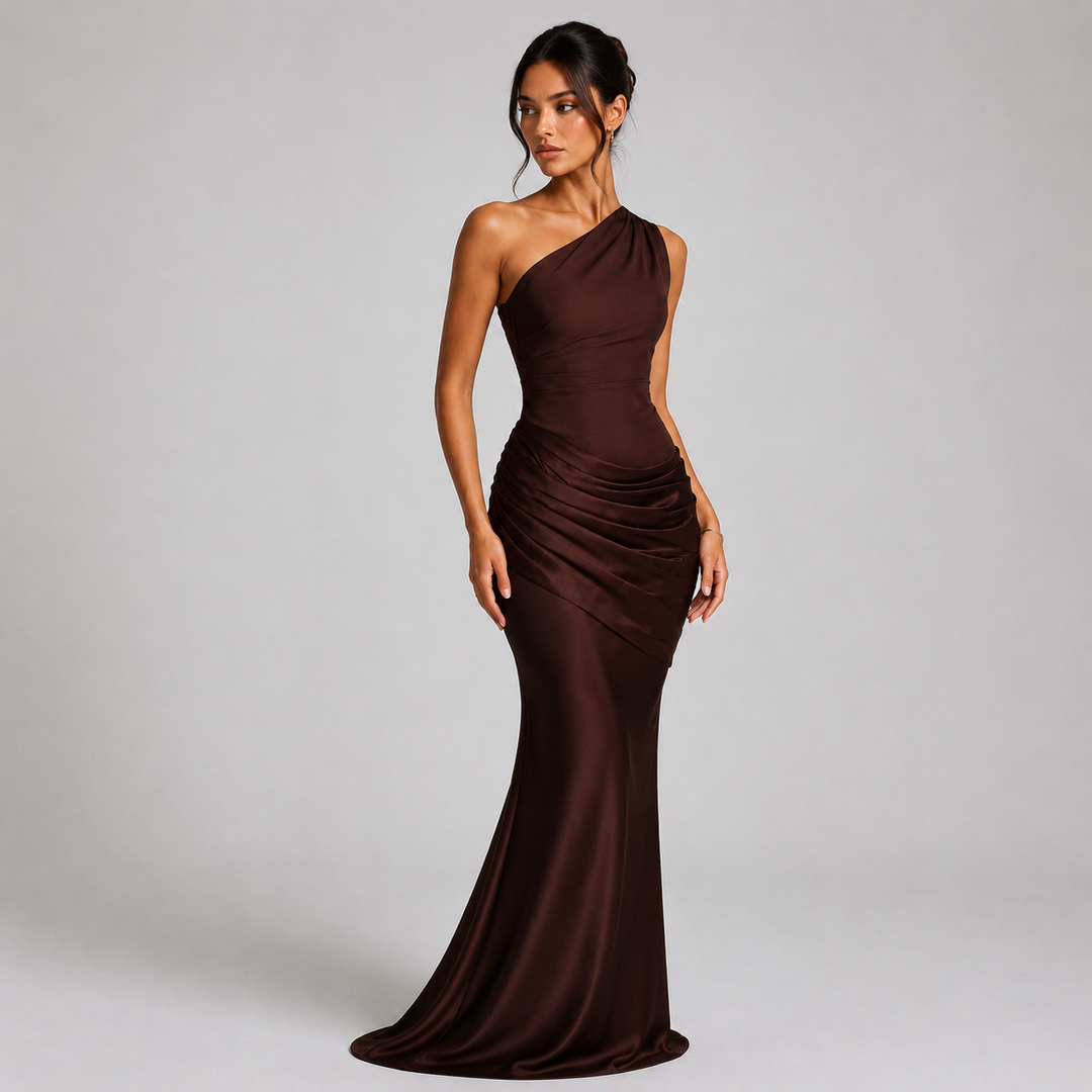 Ada draped waist satin maxi dress – image 5