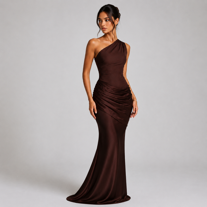 Ada draped waist satin maxi dress – image 5