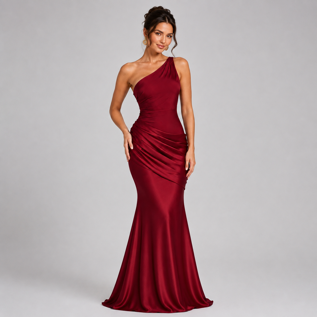 Ada draped waist satin maxi dress