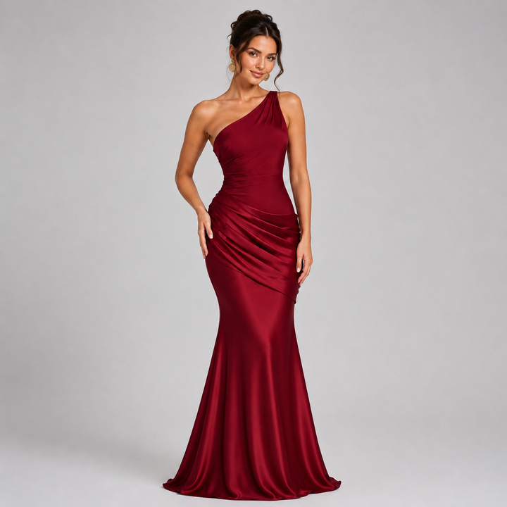 Ada draped waist satin maxi dress