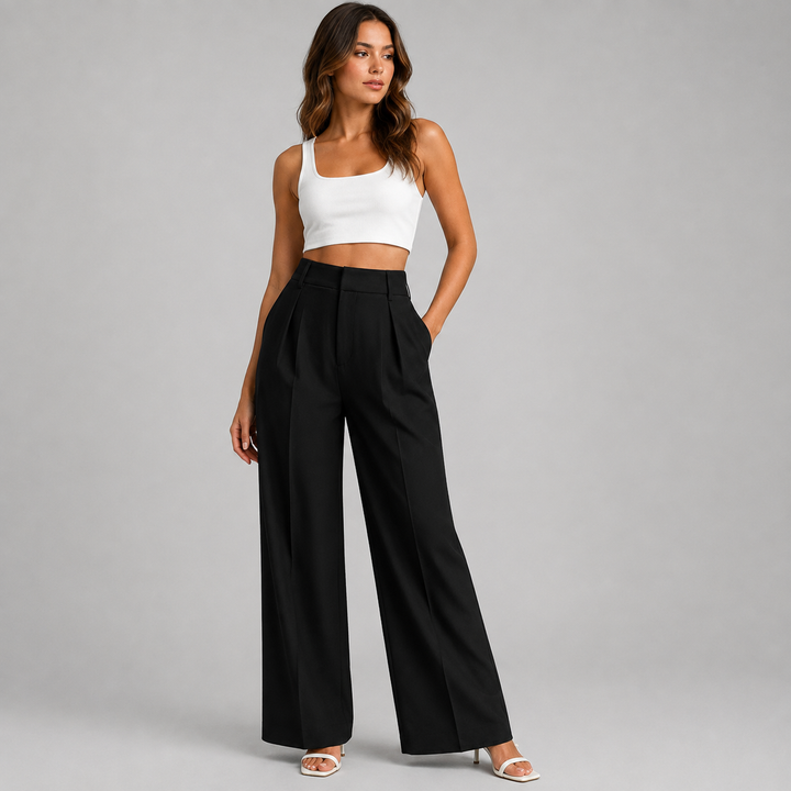 Cosima front pleated wide leg trousers – image 8