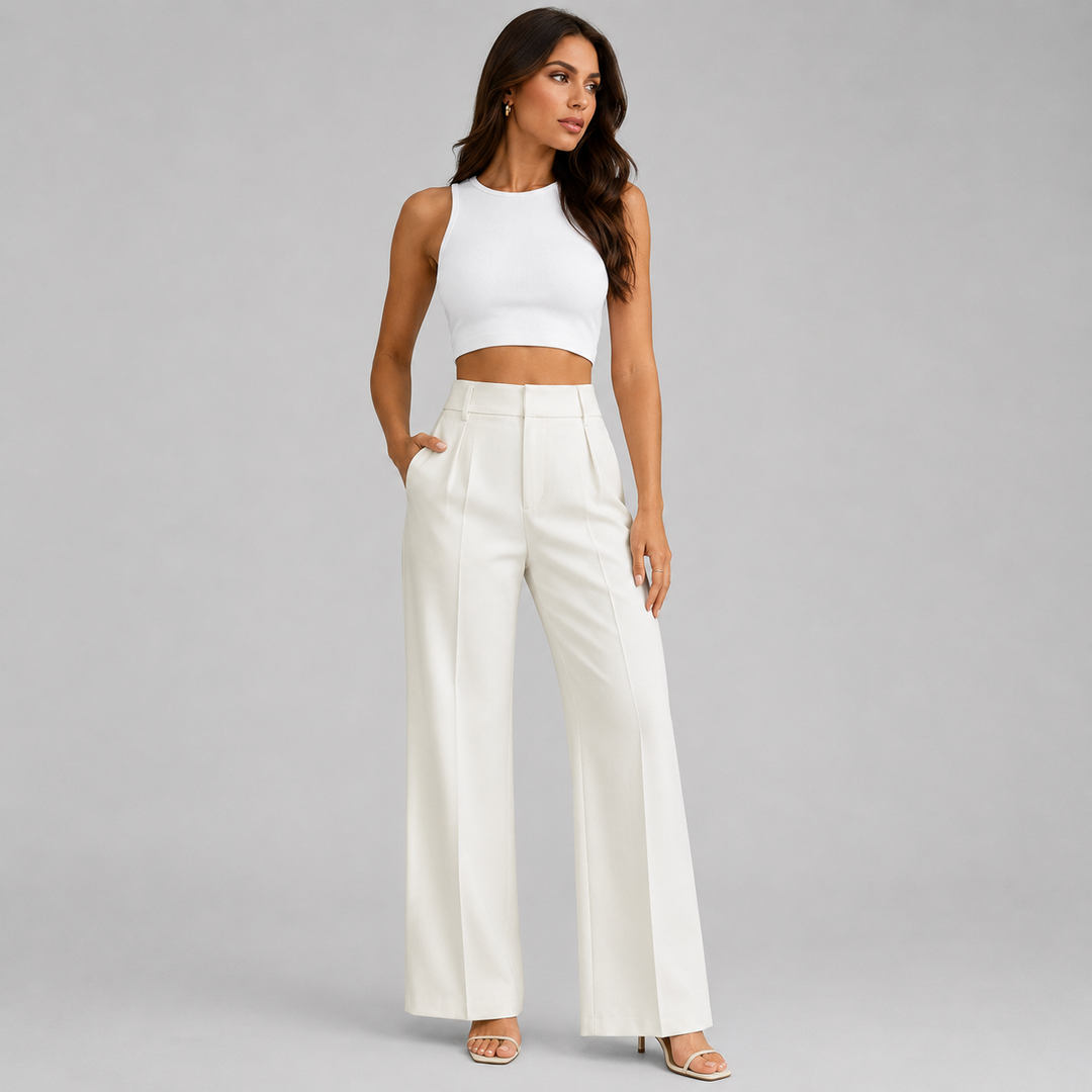 Cosima front pleated wide leg trousers – image 6