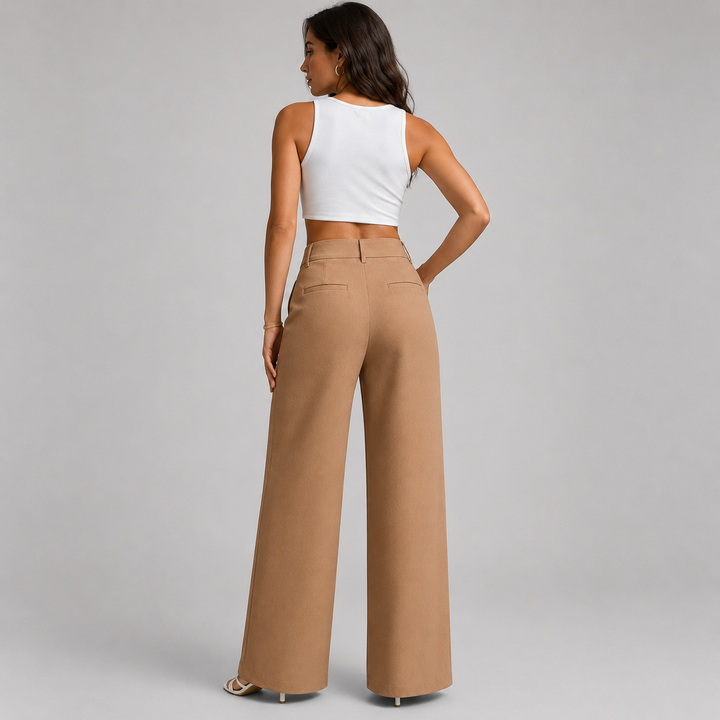 Cosima front pleated wide leg trousers – image 2
