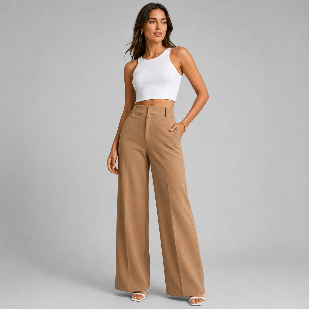 Cosima front pleated wide leg trousers