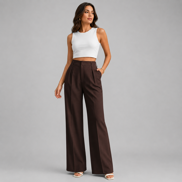 Cosima front pleated wide leg trousers – image 9