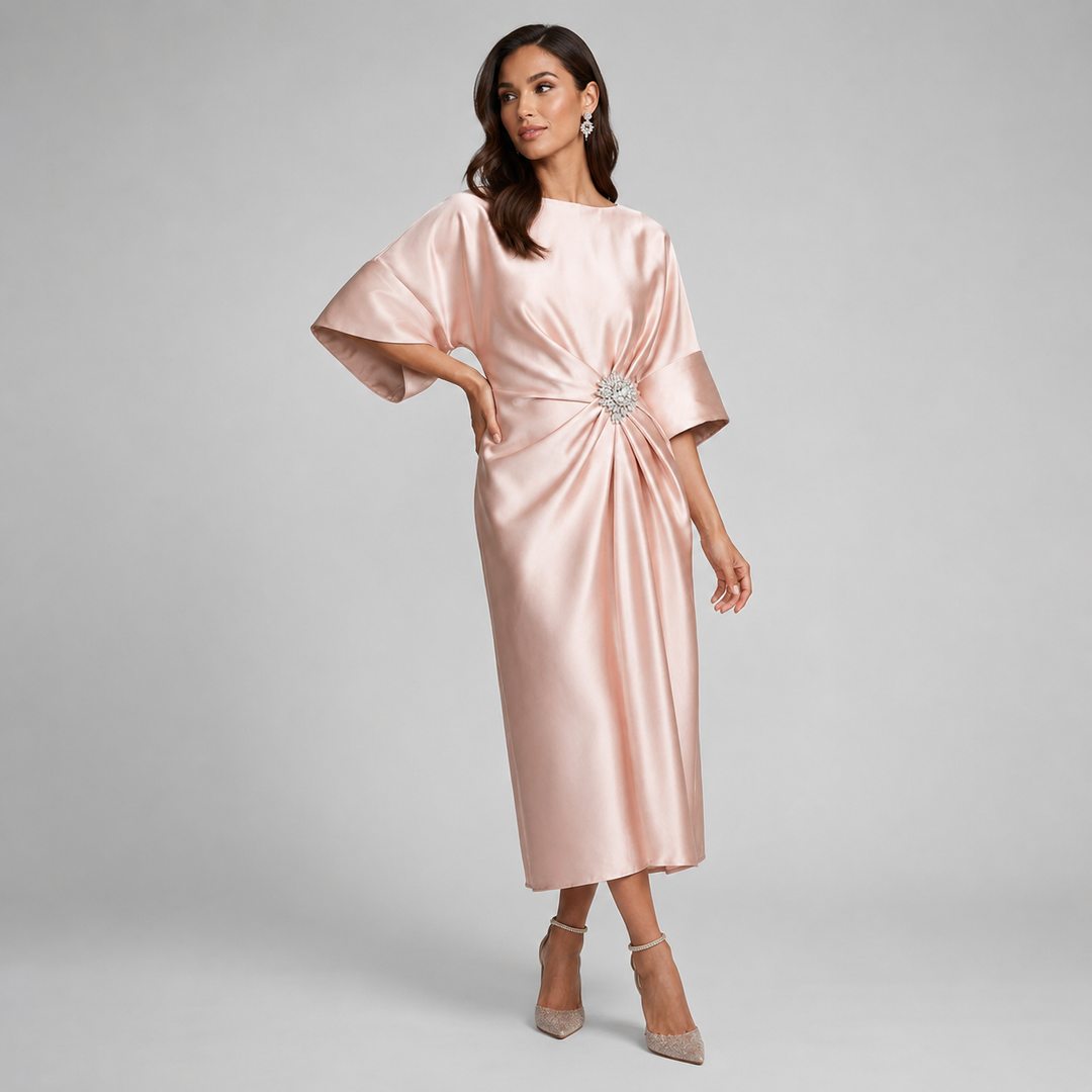 Marguerite batwing sleeve satin midi dress – image 10
