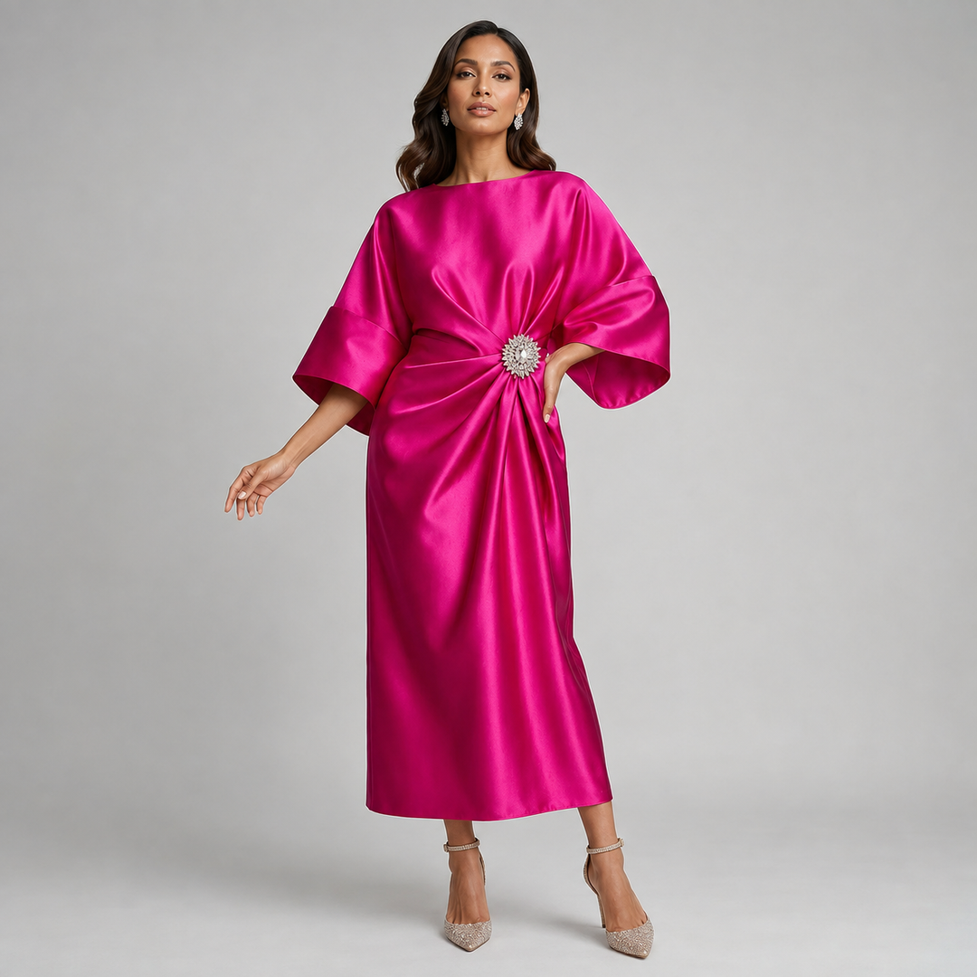 Marguerite batwing sleeve satin midi dress – image 8