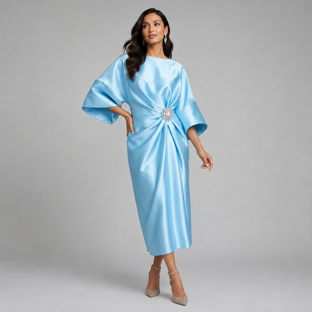 Marguerite batwing sleeve satin midi dress – image 7