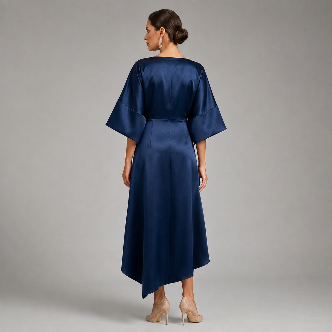 Marguerite batwing sleeve satin midi dress – image 3