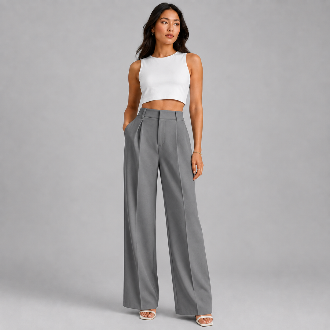 Cosima front pleated wide leg trousers – image 7