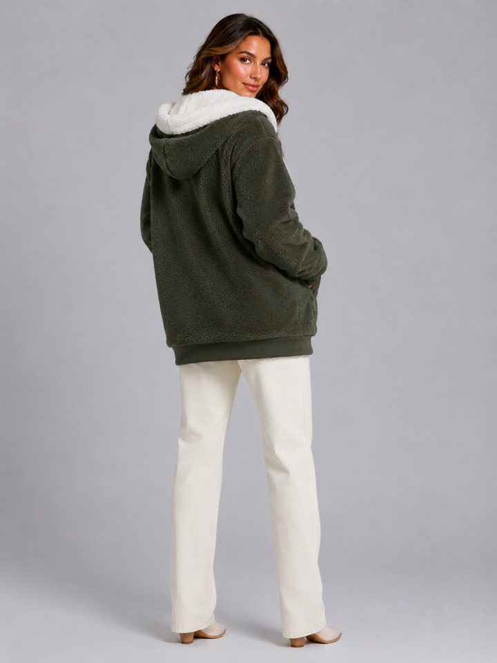Molly contrast hood sherpa zip up jacket – image 12