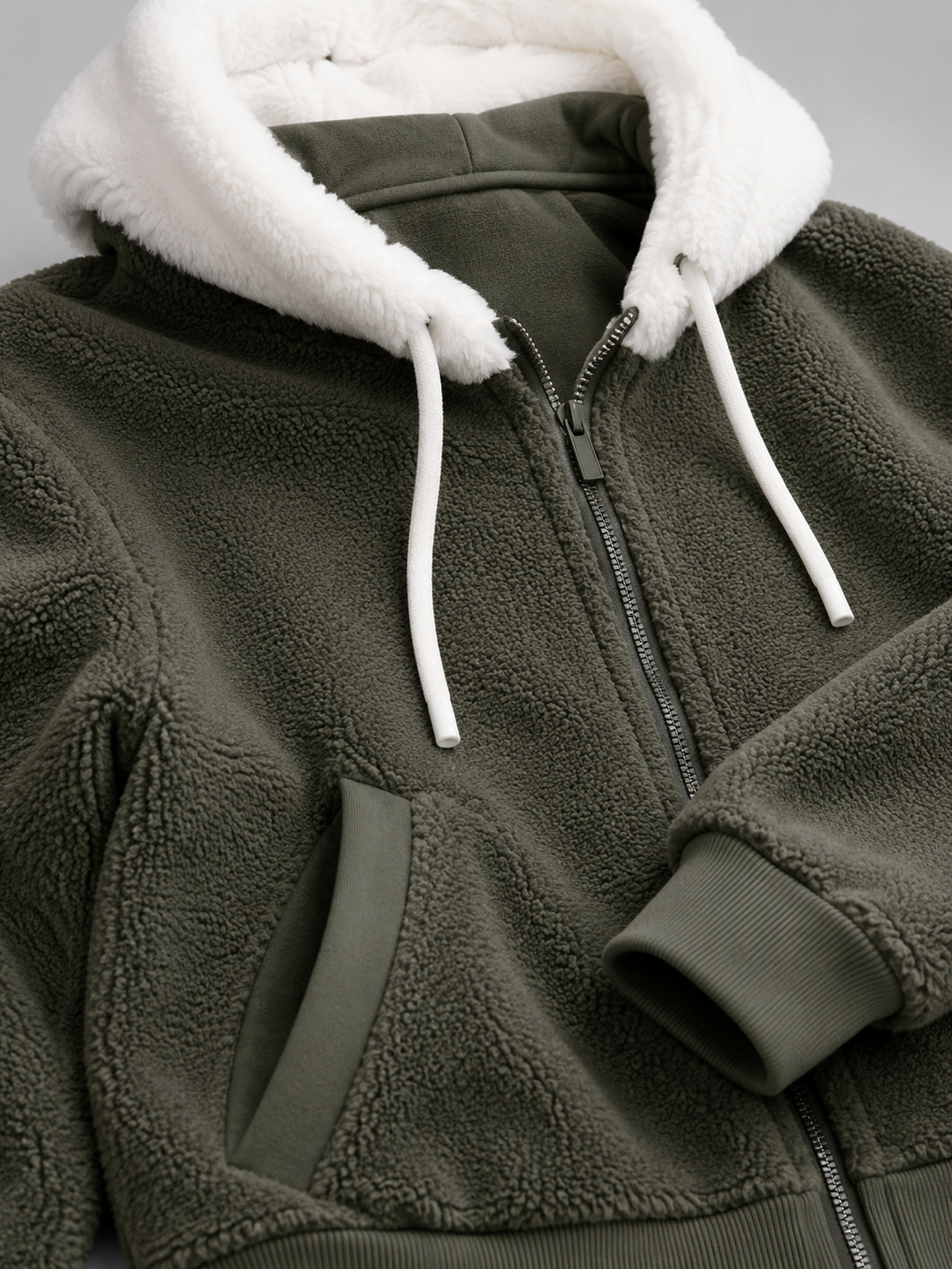 Molly contrast hood sherpa zip up jacket – image 13