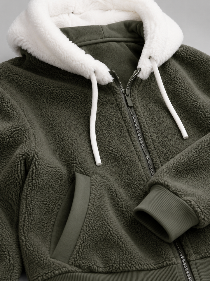 Molly contrast hood sherpa zip up jacket – image 13