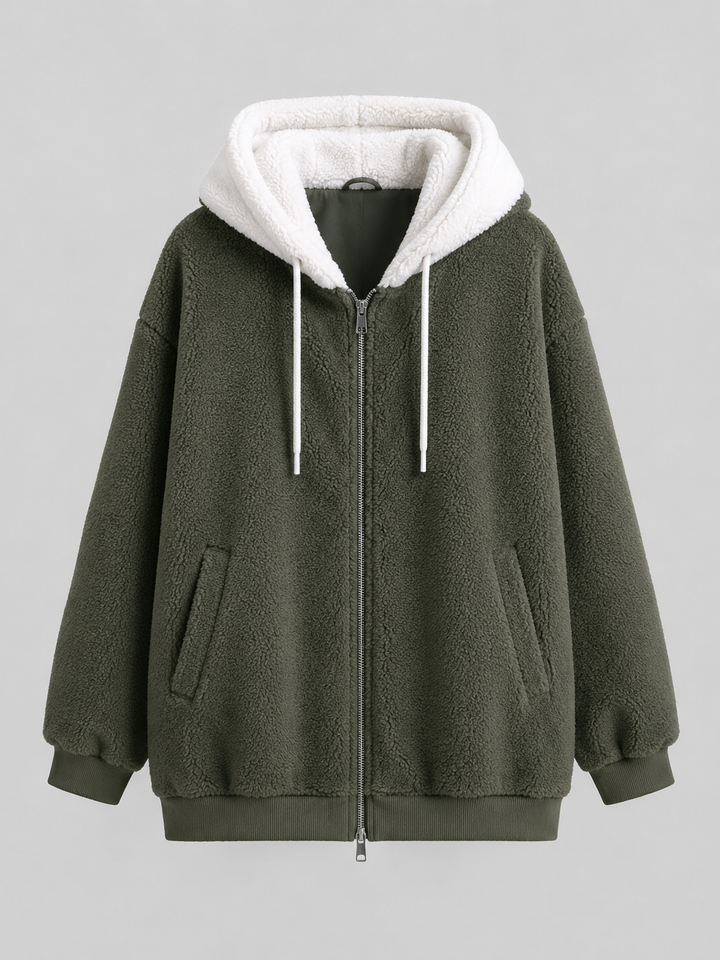 Molly contrast hood sherpa zip up jacket – image 14