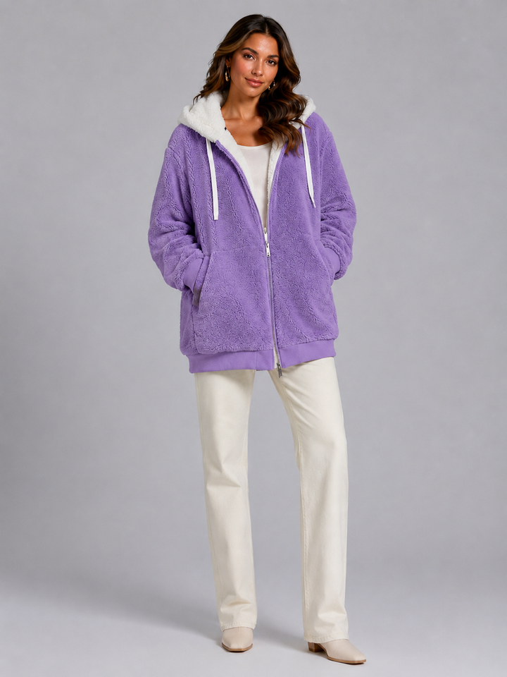 Molly contrast hood sherpa zip up jacket – image 17