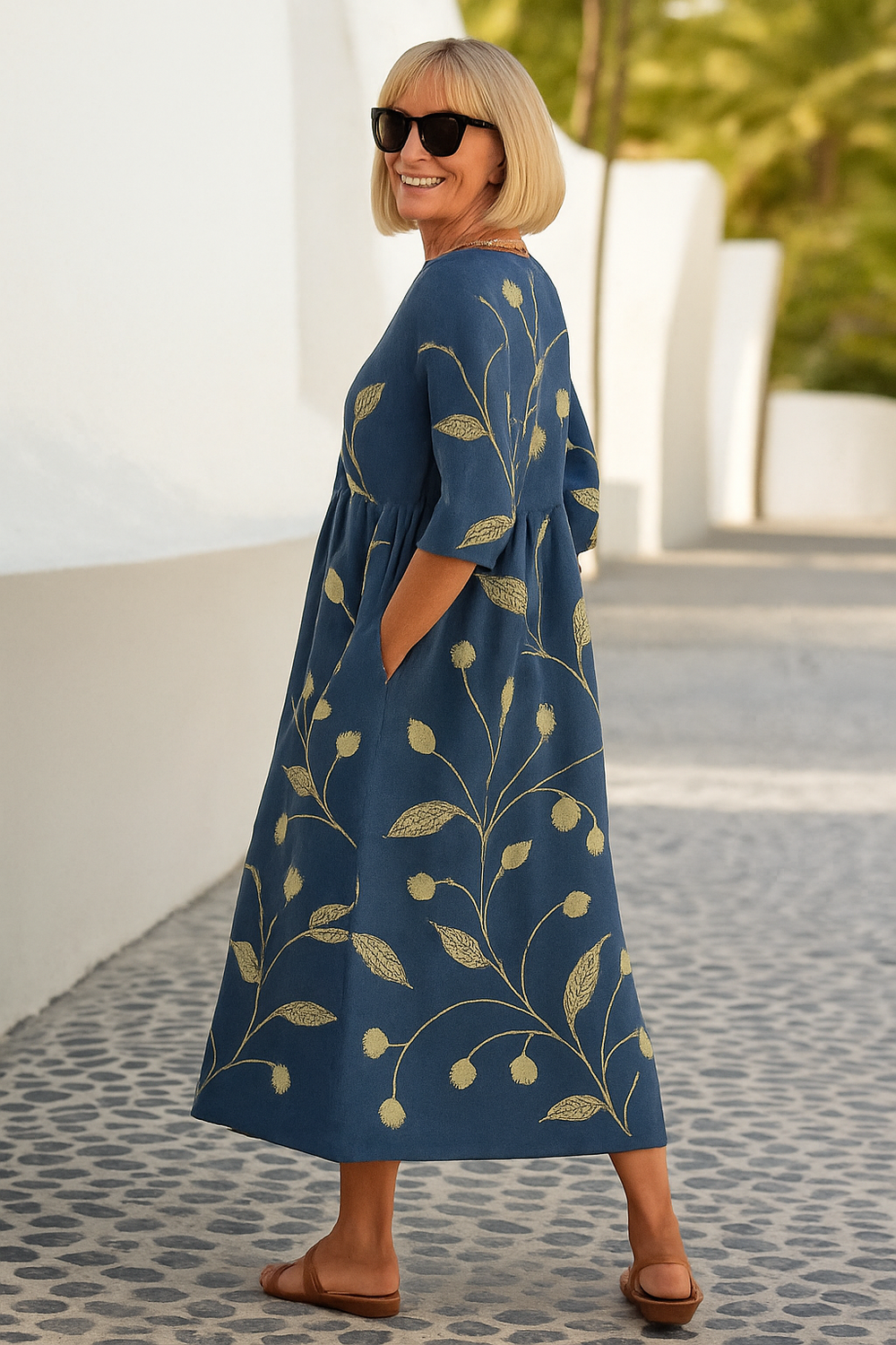 Calla botanical print midi dress – image 10