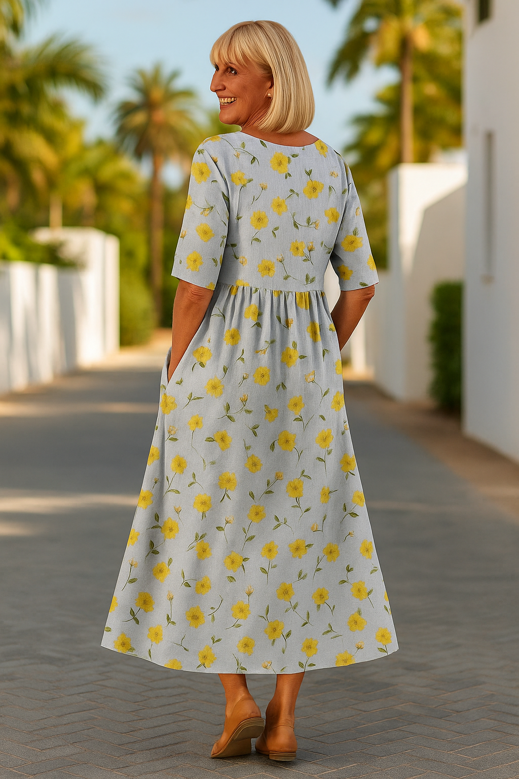 Calla botanical print midi dress – image 8