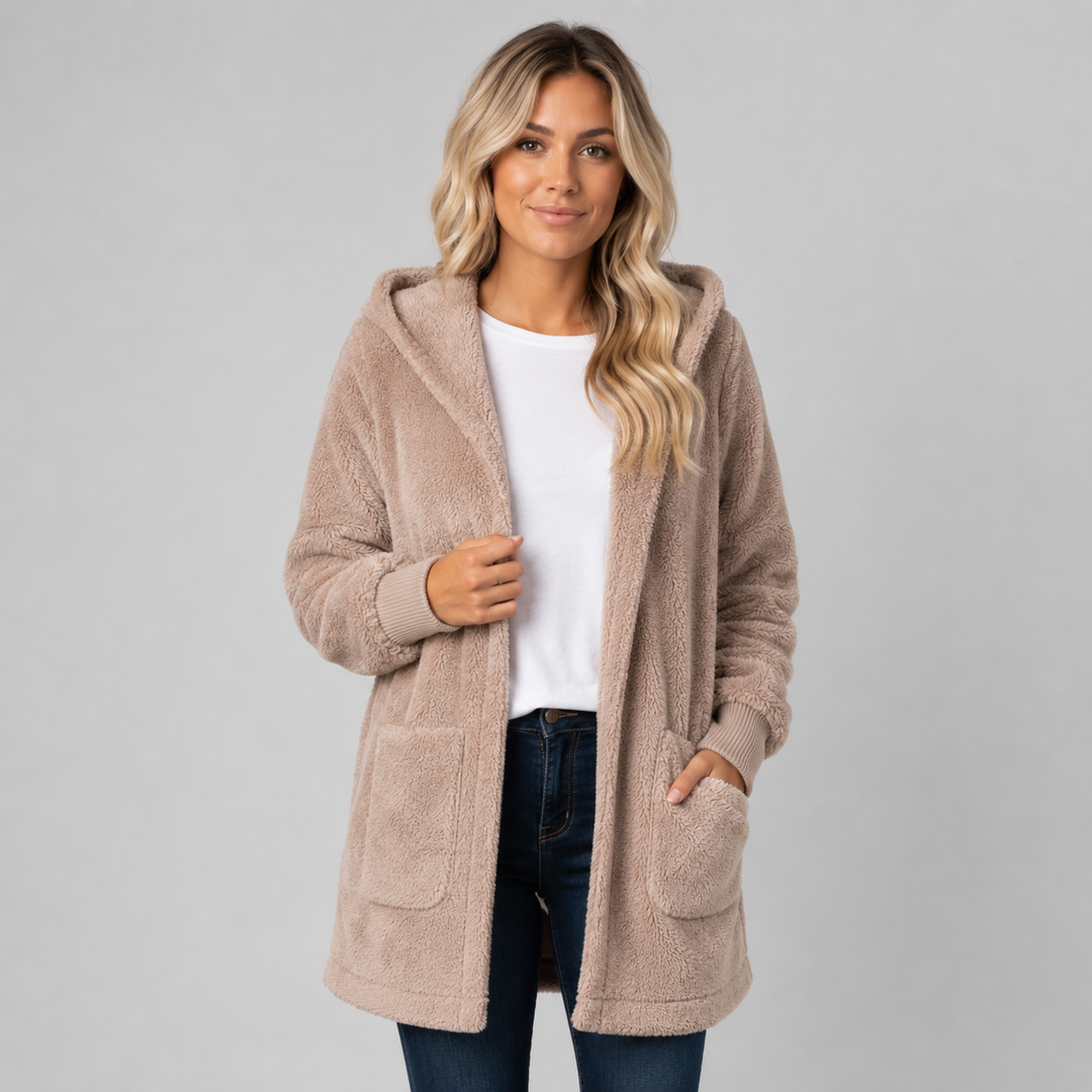 Bryony longline hooded fleece cardigan