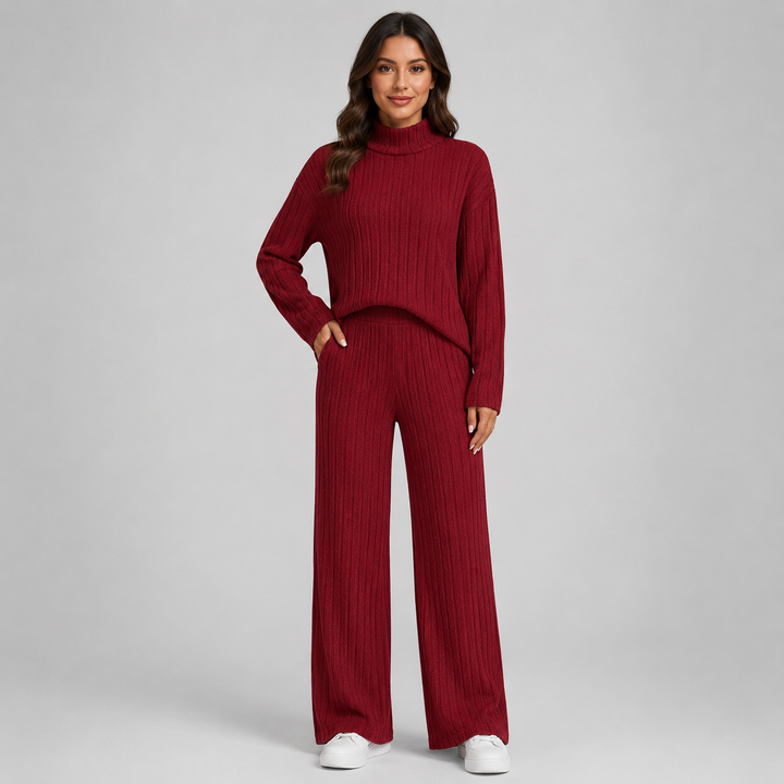 Rafaela cable knit turtleneck and wide leg pants set – image 7