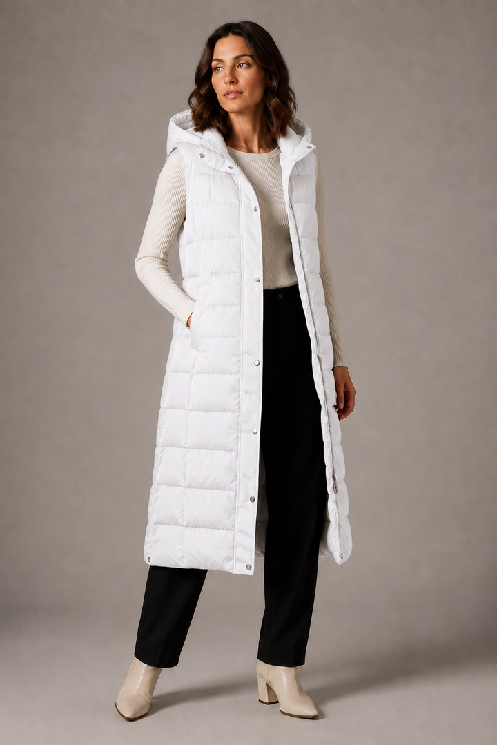 Skyler hooded quilted longline vest – image 3