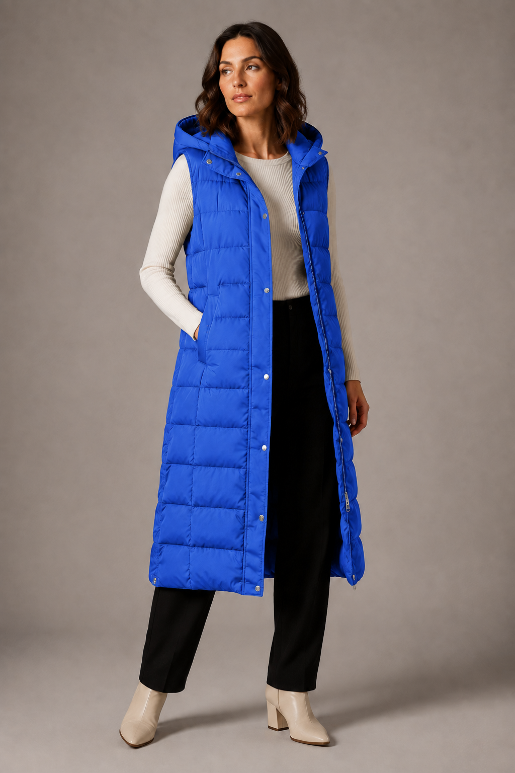 Skyler hooded quilted longline vest – image 7